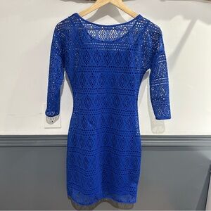 Express Y2K bodycon blue lace lined mini dress XS